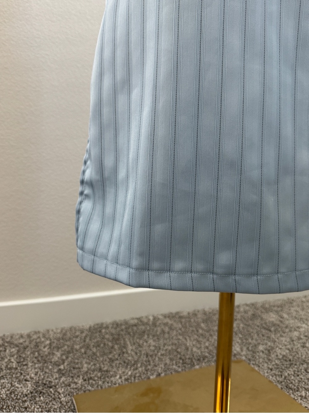 Vintage Y2K Light Blue Pinstripe Belted Dress - Picture 3 of 9